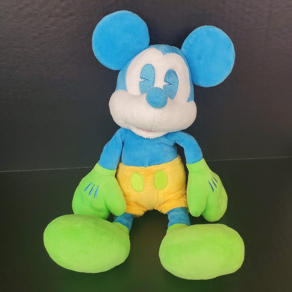 Disney Parks Neon Mickey Mouse 12" Plush Character Stuffed Animal Toy